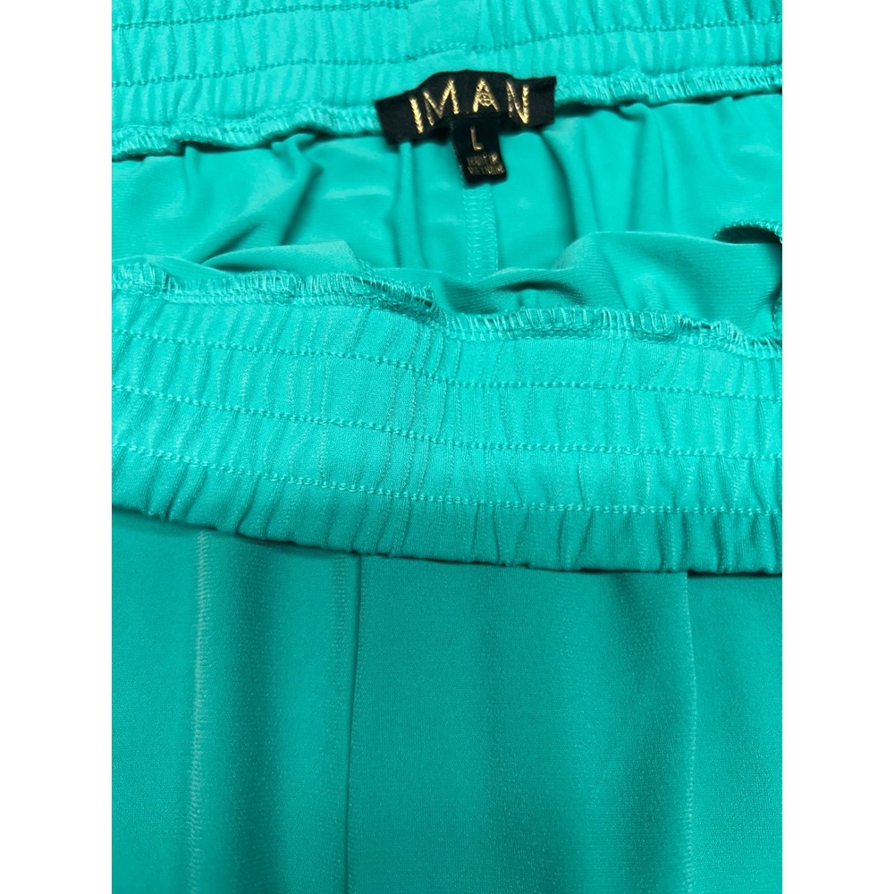 IMAN Ankle Pants Womens L Green Elastic Waist Pull On Slacks Casual Stretch - Picture 5 of 14
